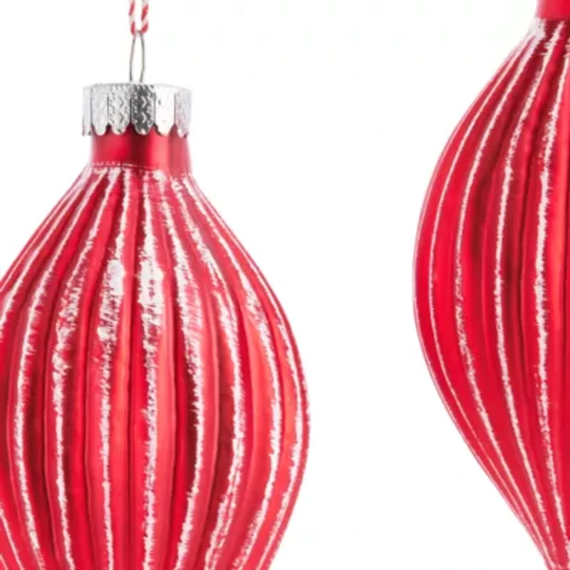 North Pole Trading Co. Red Pleated Drop Set 2-pc. Christmas Ornament