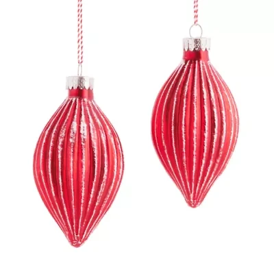 North Pole Trading Co. Red Pleated Drop Set 2-pc. Christmas Ornament