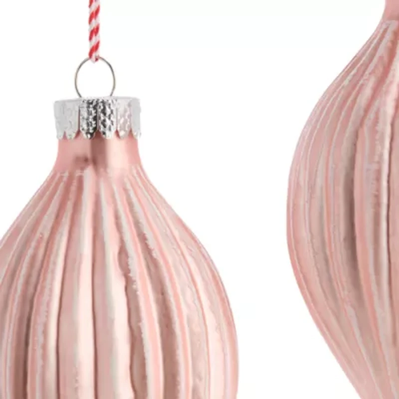 North Pole Trading Co. Pink Pleated Drop Set 2-pc. Christmas Ornament