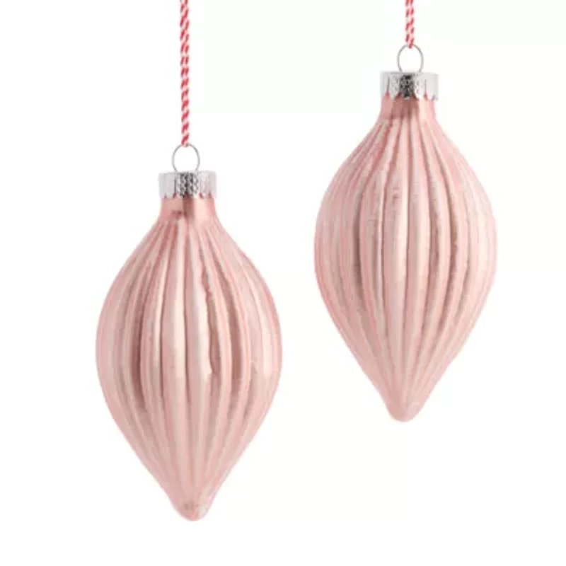North Pole Trading Co. Pink Pleated Drop Set 2-pc. Christmas Ornament