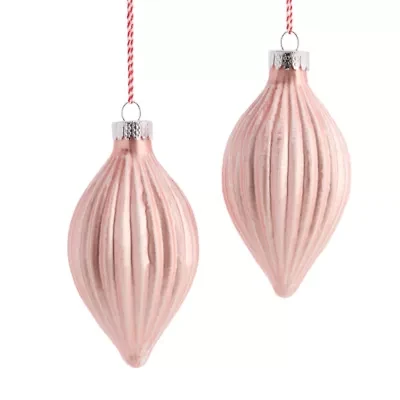 North Pole Trading Co. Pink Pleated Drop Set 2-pc. Christmas Ornament