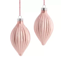 North Pole Trading Co. Pink Pleated Drop Set 2-pc. Christmas Ornament