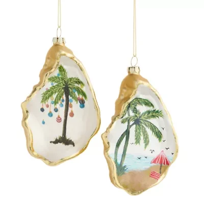 North Pole Trading Co. Painted Clam Set 2-pc. Christmas Ornament