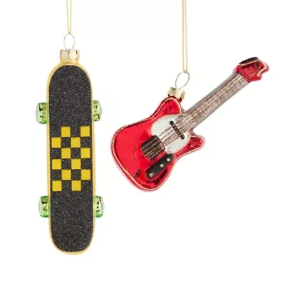 North Pole Trading Co. Skate Board And Guitar Set Set 2-pc. Christmas Ornament