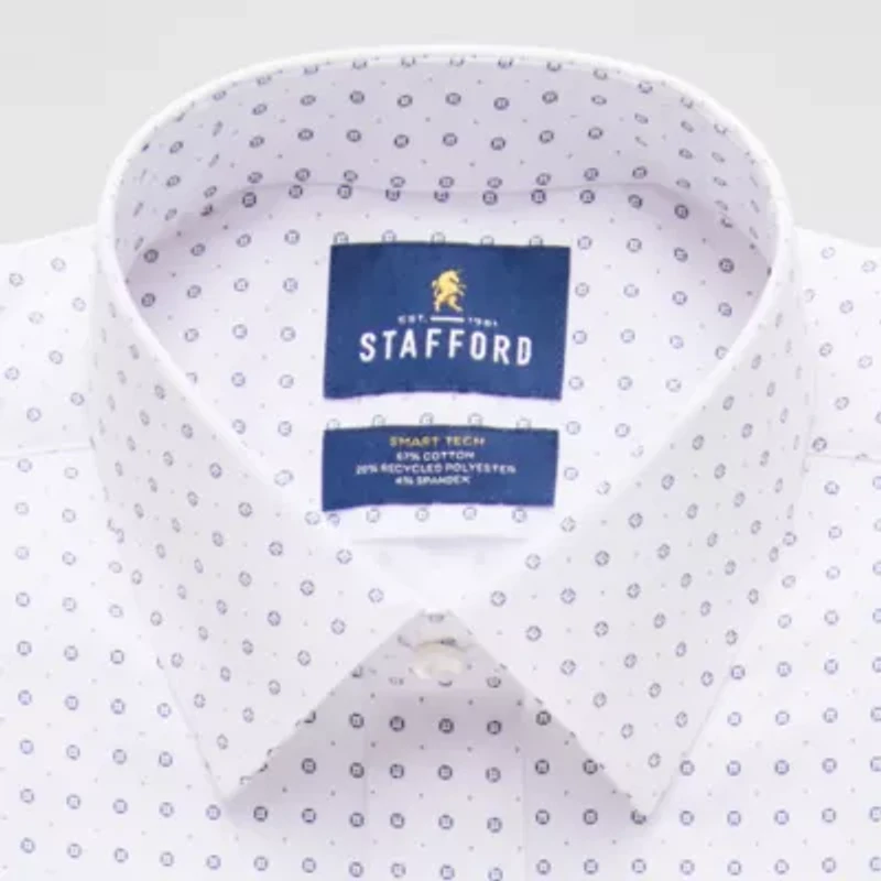 Stafford Slim Smart Tech Mens Fit Stretch Fabric Wrinkle Free Long Sleeve Dress Shirt