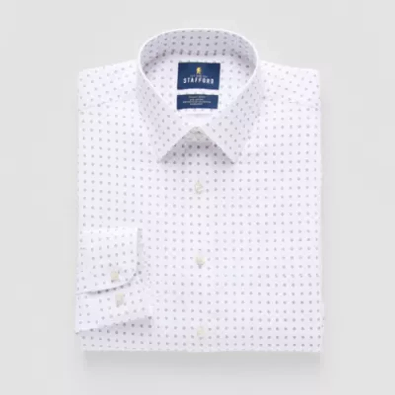 Stafford Slim Smart Tech Mens Slim Fit Stretch Fabric Wrinkle Free Long Sleeve Dress Shirt