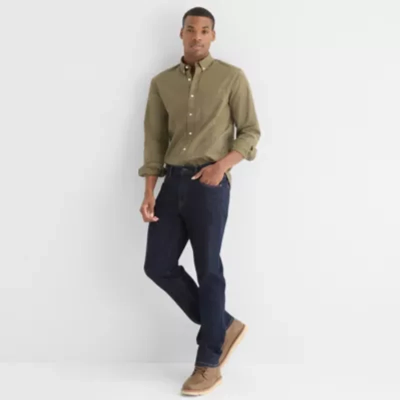 mutual weave Mens Long Sleeve Relaxed Oxford Button-Down Shirt