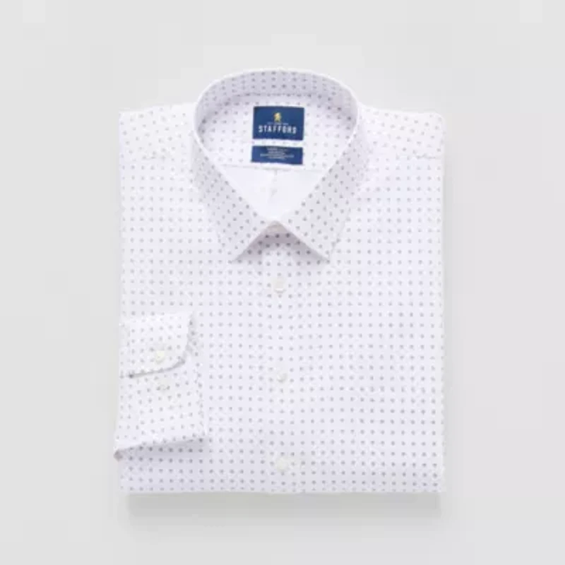 Stafford Smart Tech Mens Regular Fit Stretch Fabric Wrinkle Free Long Sleeve Dress Shirt