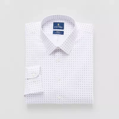 Stafford Smart Tech Mens Regular Fit Stretch Fabric Wrinkle Free Long Sleeve Dress Shirt