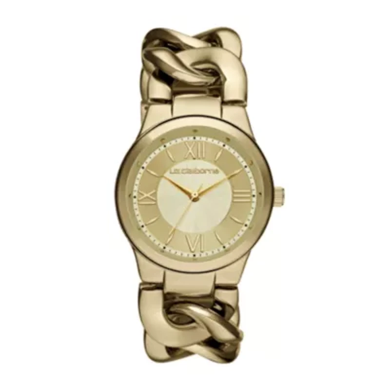 Liz Claiborne® Womens Gold-Tone Link Chain Watch