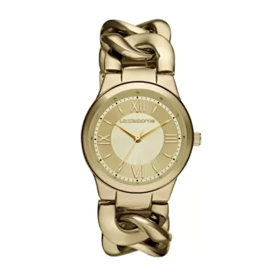 Liz Claiborne® Womens Gold-Tone Link Chain Watch