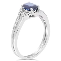 Womens 1/8 CT. T.W. Genuine Blue Sapphire 10K Gold Oval Cocktail Ring