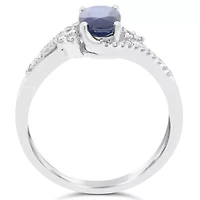 Womens 1/8 CT. T.W. Genuine Blue Sapphire 10K Gold Oval Cocktail Ring