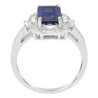 Womens Lab Created Blue Sapphire Sterling Silver Cocktail Ring