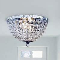 Elegant Designs 2 Light Victoria Crystal Rain Drop Ceiling Light Flushmount