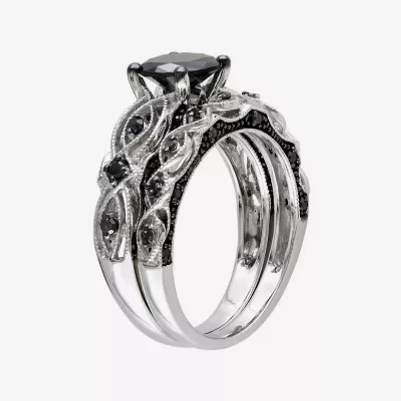 Midnight Black Diamond 1 3/8 CT.T.W. Color-Enhanced 10K White Gold Bridal Set