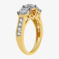 Love Lives Forever (G / Si1-Si2) Womens 1 1/2 CT. T.W. Lab Grown White Diamond 10K Gold Round 3-Stone Engagement Ring
