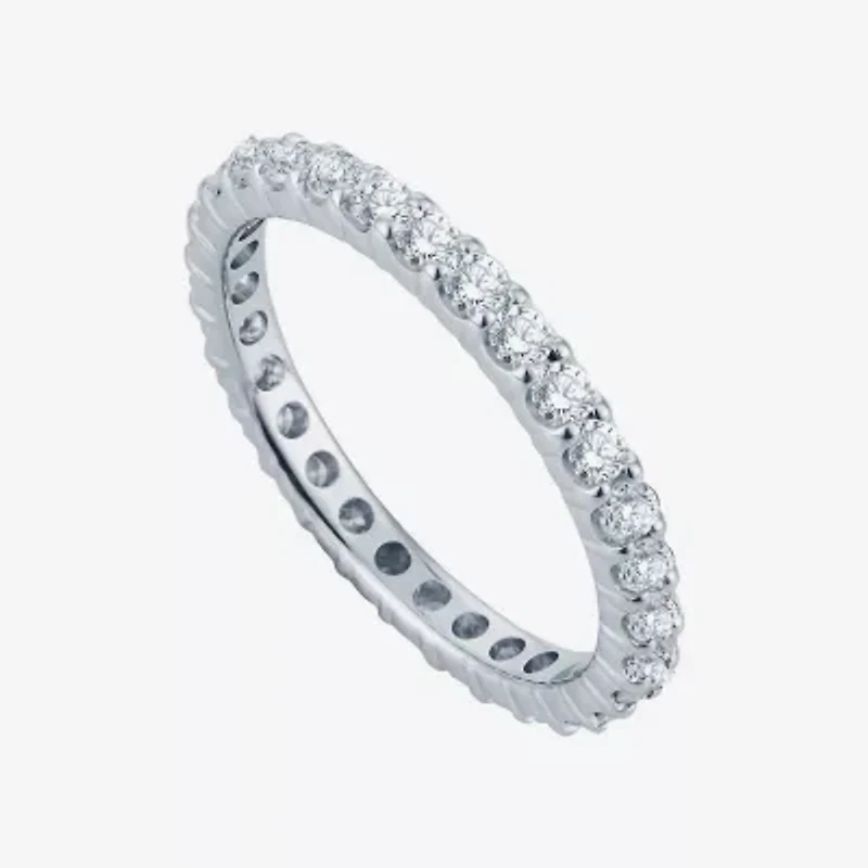 Womens 1 CT. T.W. Natural Diamond 14K White Gold Eternity Wedding Band