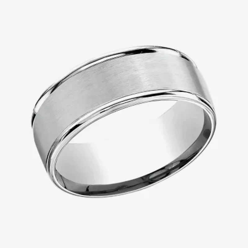 Mens 10K White Gold 8mm Band