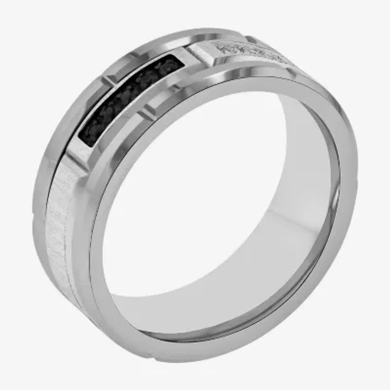 Mens 8MM 1/8 CT. T.W. Diamond Tungsten Wedding Band