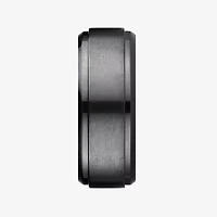 Mens Black Titanium Satin Center 9mm Wedding Band