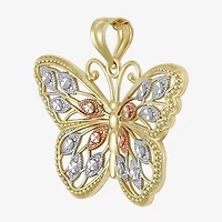 10K Tri-Tone Gold Butterfly Pendant