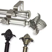 Rod Desyne Double 13/16" Adjustable Curtain with Bloom Finials