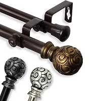 Rod Desyne Bonbon 13/16" Adjustable Double Curtain