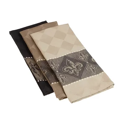 Design Imports Assorted Fleur De Lis Jacquard 3-pc. Kitchen Towel Set