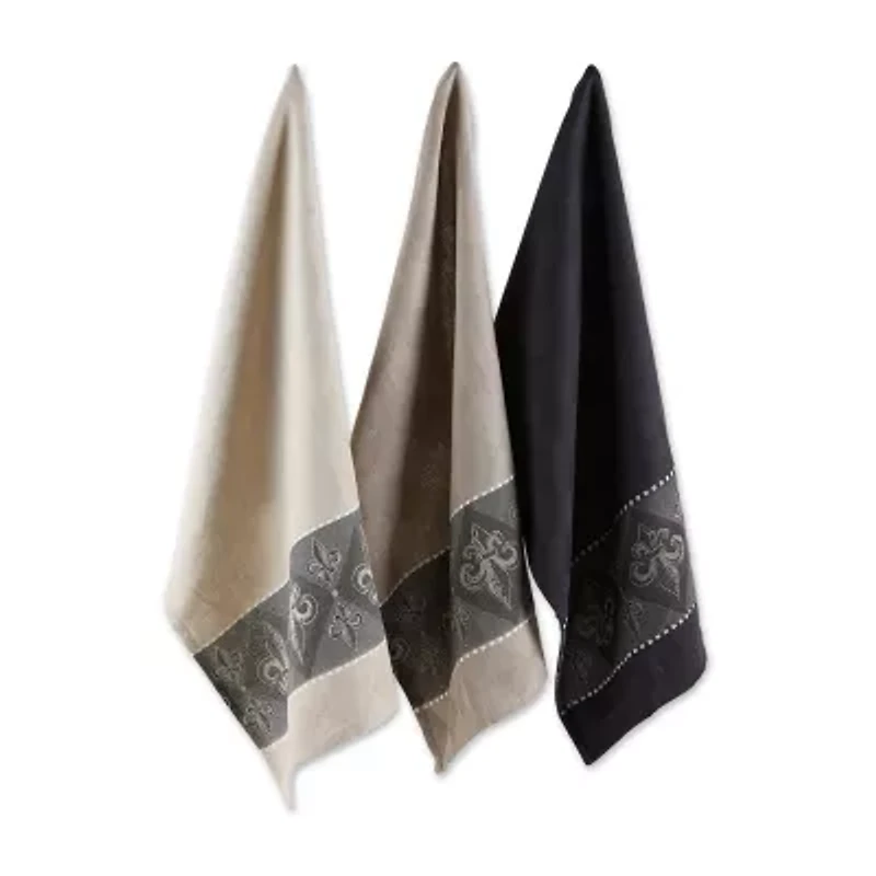 Design Imports Assorted Fleur De Lis Jacquard 3-pc. Kitchen Towel Set