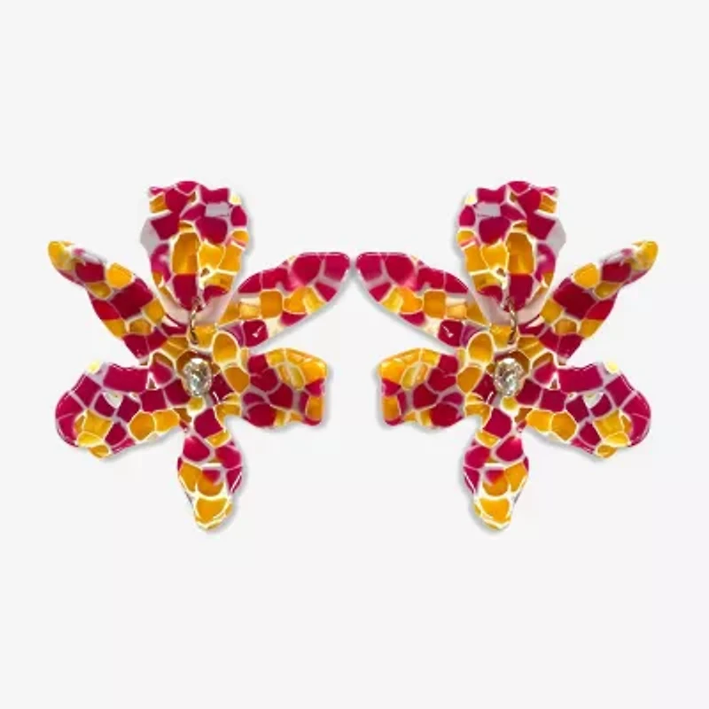 Bijoux Bar Multi Womens Flower Drop Earrings
