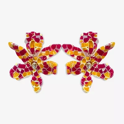 Bijoux Bar Multi Womens Flower Drop Earrings