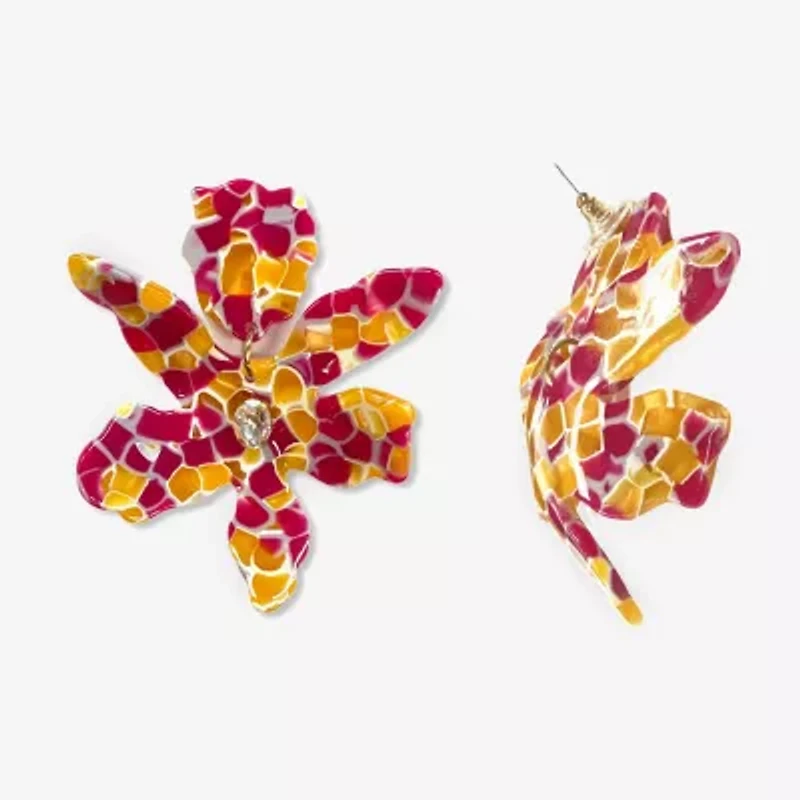 Bijoux Bar Multi Womens Flower Drop Earrings