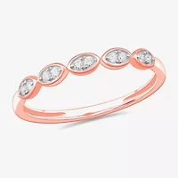 Stackable Ring (H-I / Si1-Si2) Diamond Accent Lab Grown White 10K Gold Marquise Wedding Band