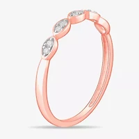 Stackable Ring (H-I / Si1-Si2) Diamond Accent Lab Grown White 10K Gold Marquise Wedding Band