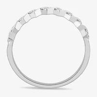 Stackable Ring (H-I / Si1-Si2) Diamond Accent Lab Grown White 10K Gold Square Wedding Band