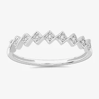 Stackable Ring (H-I / Si1-Si2) Diamond Accent Lab Grown White 10K Gold Square Wedding Band