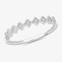 Stackable Ring (H-I / Si1-Si2) Diamond Accent Lab Grown White 10K Gold Square Wedding Band