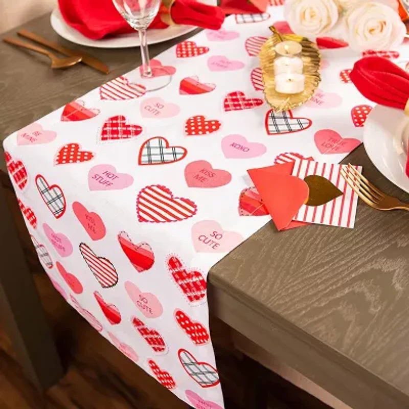 Design Imports Sweet Hearts Print Table Runner