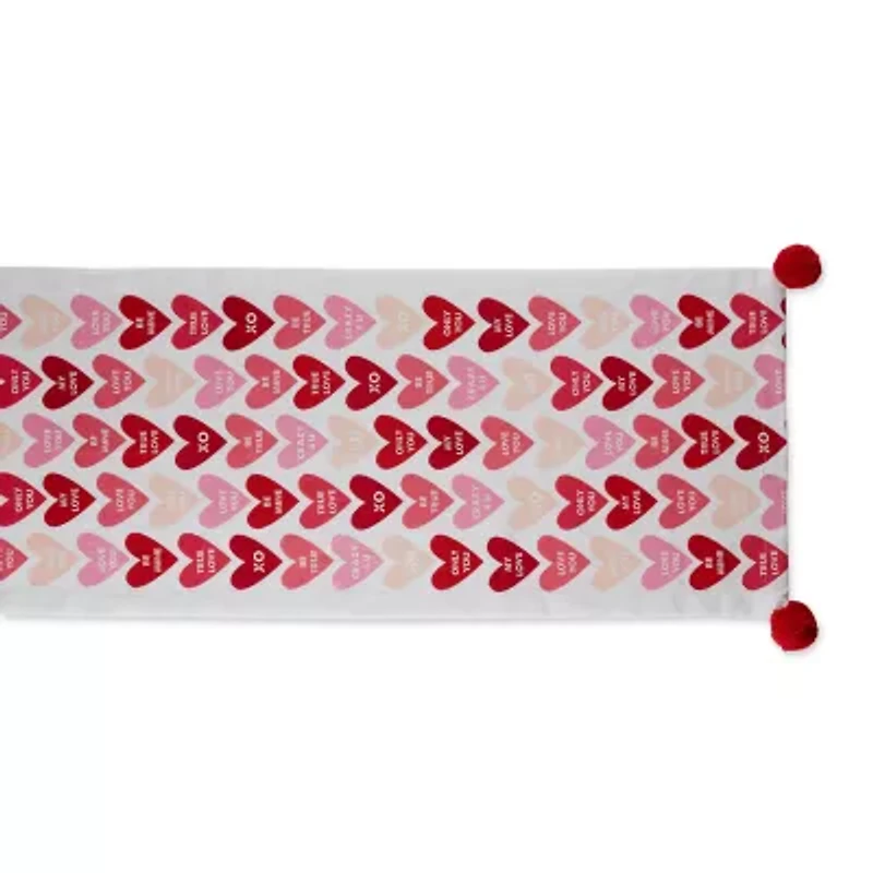Design Imports Conversation Hearts Print Table Runner