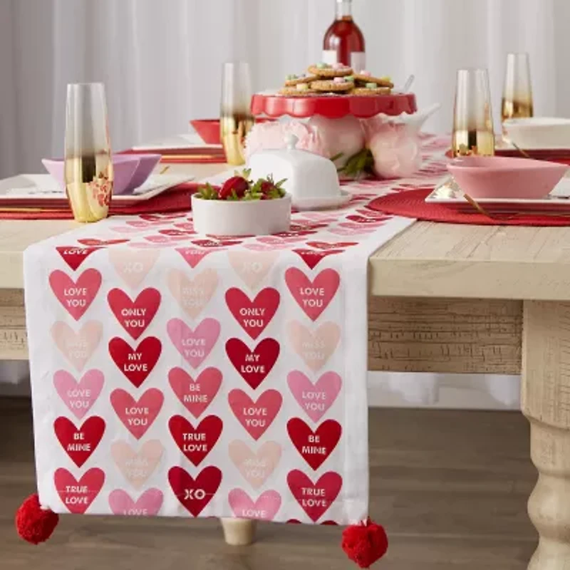 Design Imports Conversation Hearts Print Table Runner