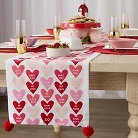 Design Imports Conversation Hearts Print Table Runner