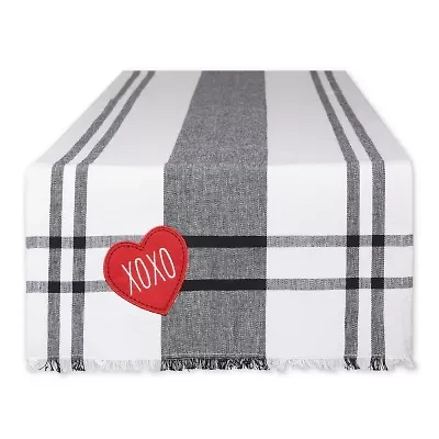 Design Imports Heart Xoxo Plaid Table Runner
