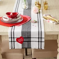 Design Imports Heart Xoxo Plaid Table Runner