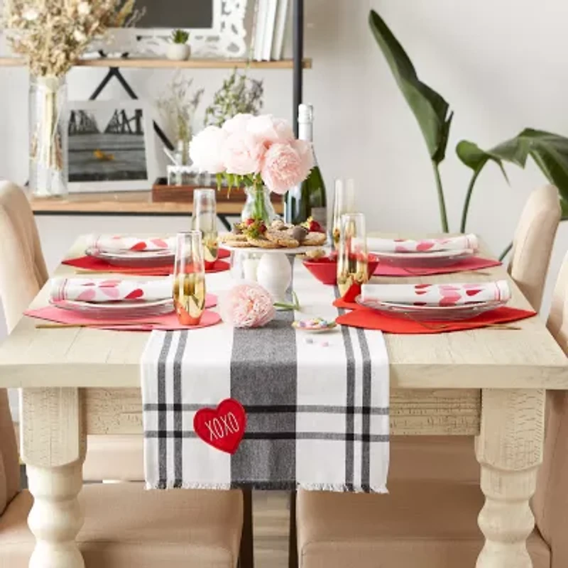 Design Imports Heart Xoxo Plaid Table Runner