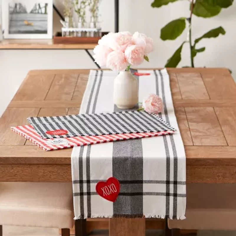 Design Imports Heart Xoxo Plaid Table Runner