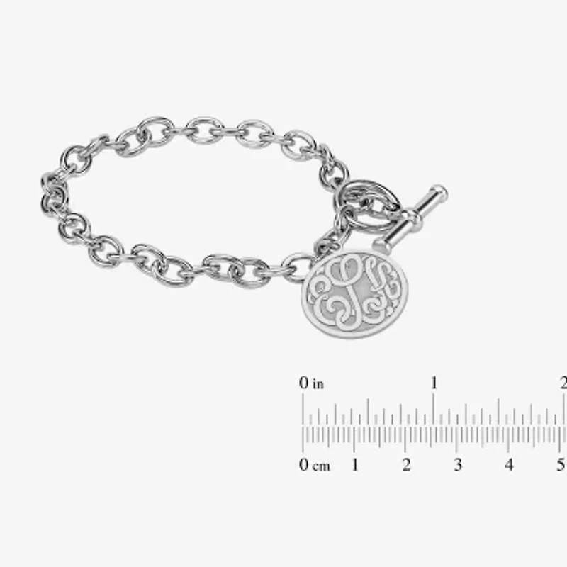 Personalized Sterling Silver 20mm Monogram Charm Bracelet