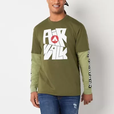 Airwalk Mens Crew Neck Long Sleeve Regular Fit Big and Tall Graphic T-Shirt
