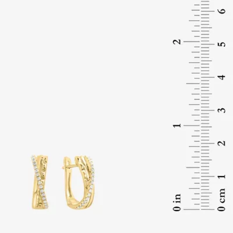 Effy Final Call Womens 1/5 CT. Natural White Diamond 14K Gold 15.2mm Hoop Earrings