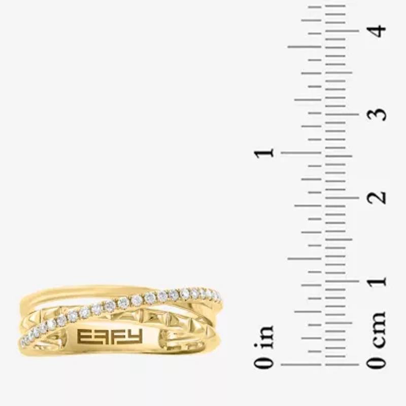Effy Final Call Womens 3MM 1/5 CT. Natural White Diamond 14K Gold Crossover Band
